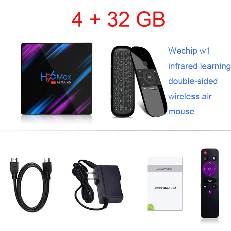 4GB 32GB W1 H96 MAX Android Smart tv Box Беспроводная IP tv Box 4GB+ 64GB 4K USB телеприставка 2,4G/5G WiFi Netflix Youtube Google Play медиаплеер - Color: 4GB 32GB W1
