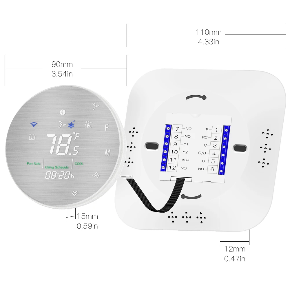 Программируемый термостат Moes Smart WiFi металлическая матовая панель дистанционное