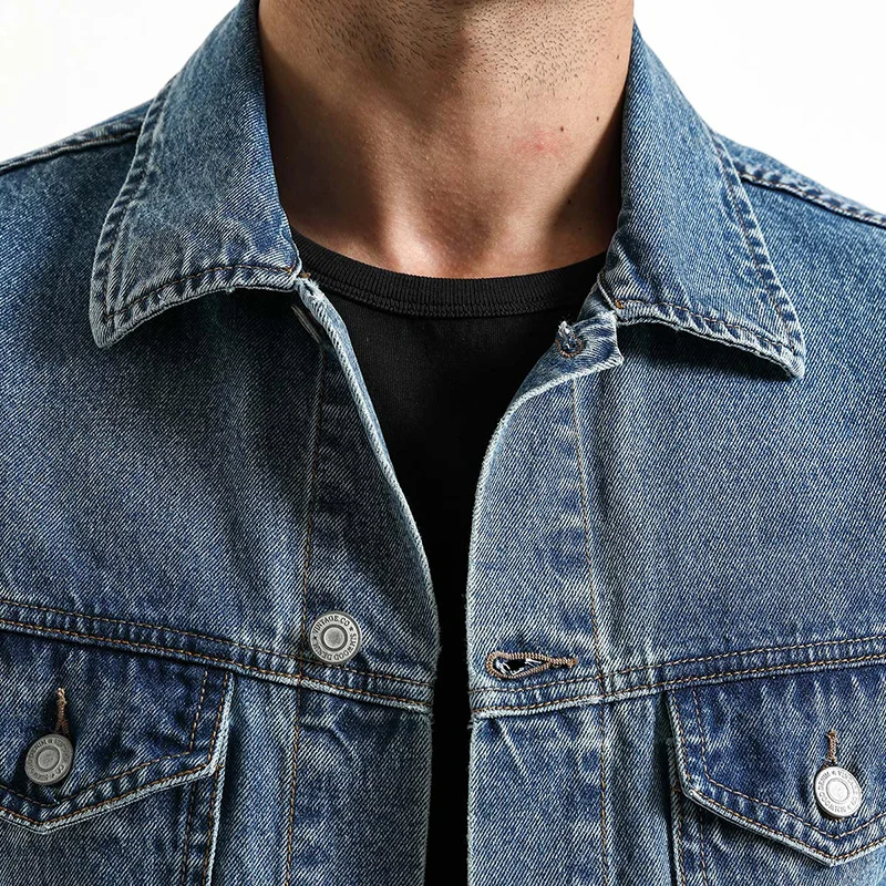 Мужская куртка из денима SIMWOOD демисезонная джинсовая 2019 жакет 100% хлопка с принтом