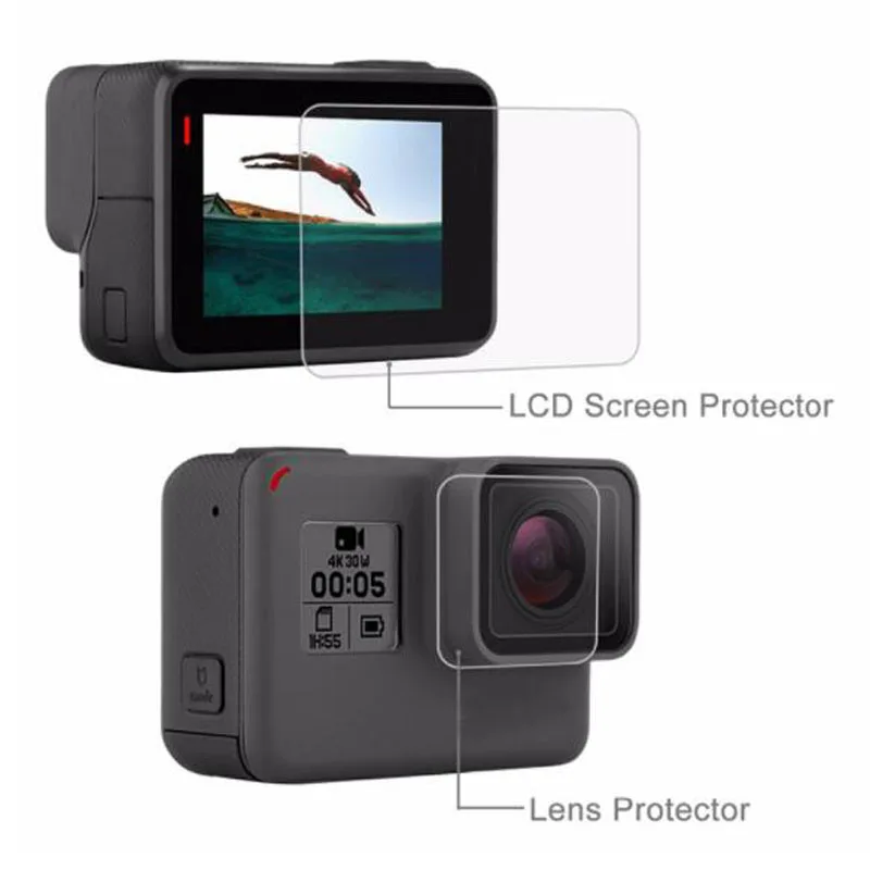 For Screen and Lens Защитное покрытие из закаленного стекла чехол для GoPro Go pro Hero Hero5 Hero6 Hero7 Hero 5/6/7 черный объектив камеры LCD Экран защитная пленка - Цвет: For Screen and Lens