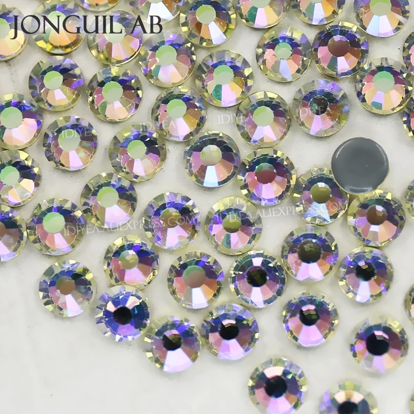 Стеклянные стразы Jonguil AB с горячей фиксацией блестящие плоской спинкой