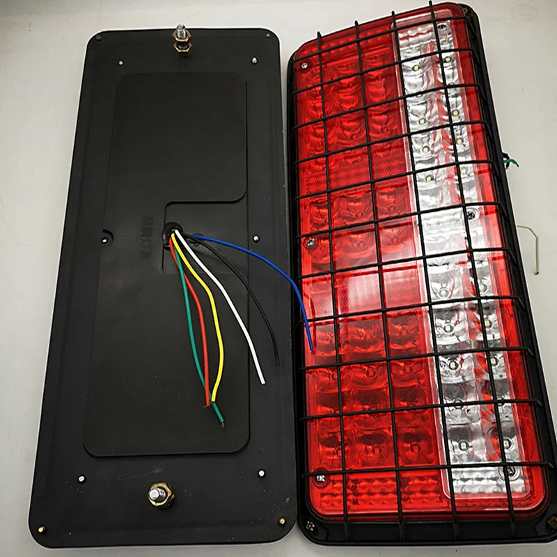 

2Pcs LED 24V Truck Trailer Rear Tail Lights with Iron Net Red Yellow White Stop Turn Signal Light Reverse Lamp 32CM