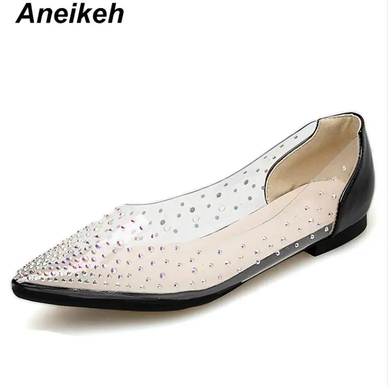 Black Aneikeh/ г.; выразительные Модные прозрачные женские босоножки из пвх; туфли-лодочки на высоком каблуке; туфли-лодочки с острым носком; слипоны; Размеры 35-40 - Цвет: Black