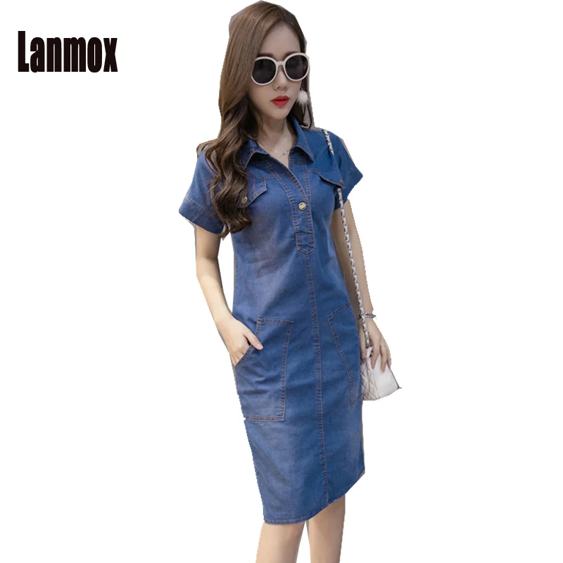 Высокое качество 2018 летнее джинсовое платье женская одежда плюс размер 3XL