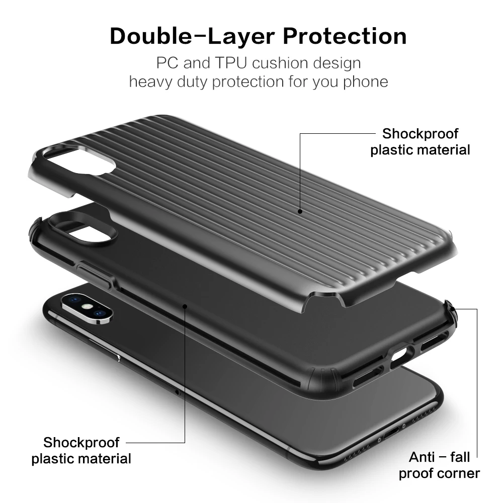 FLOVEME For iPhone XS MAX Case Plastic Hard Armor Suitcase Cover Travel Phone Bag X Coque Fundas |