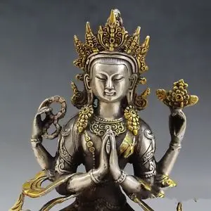Статуя большого Будды из серебра меди бронзы украшения ручной работы