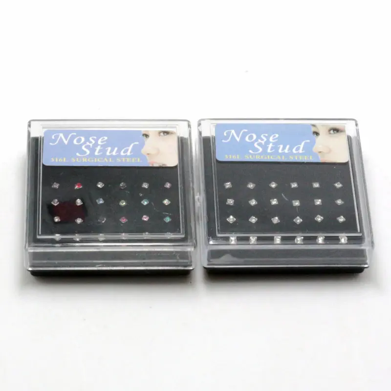 24 звёздочки квадратные Стразы Кристальные кольца для губ из нержавеющей стали