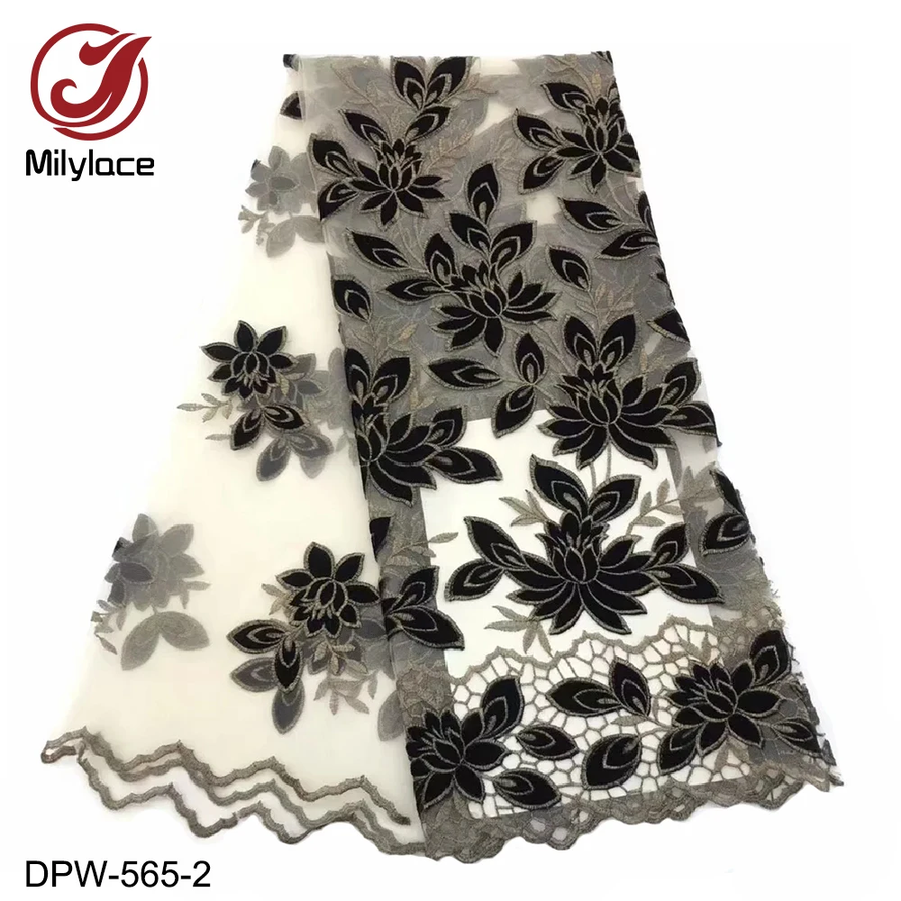 Two-Color great work Nigerian lace fabric 5 yards tulle with delicate embroidery material for clothes curtains DPW-565 | Дом и сад