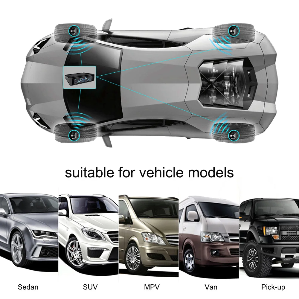 Автомобильный TPMS система контроля давления в шинах зарядка от солнечной энергии