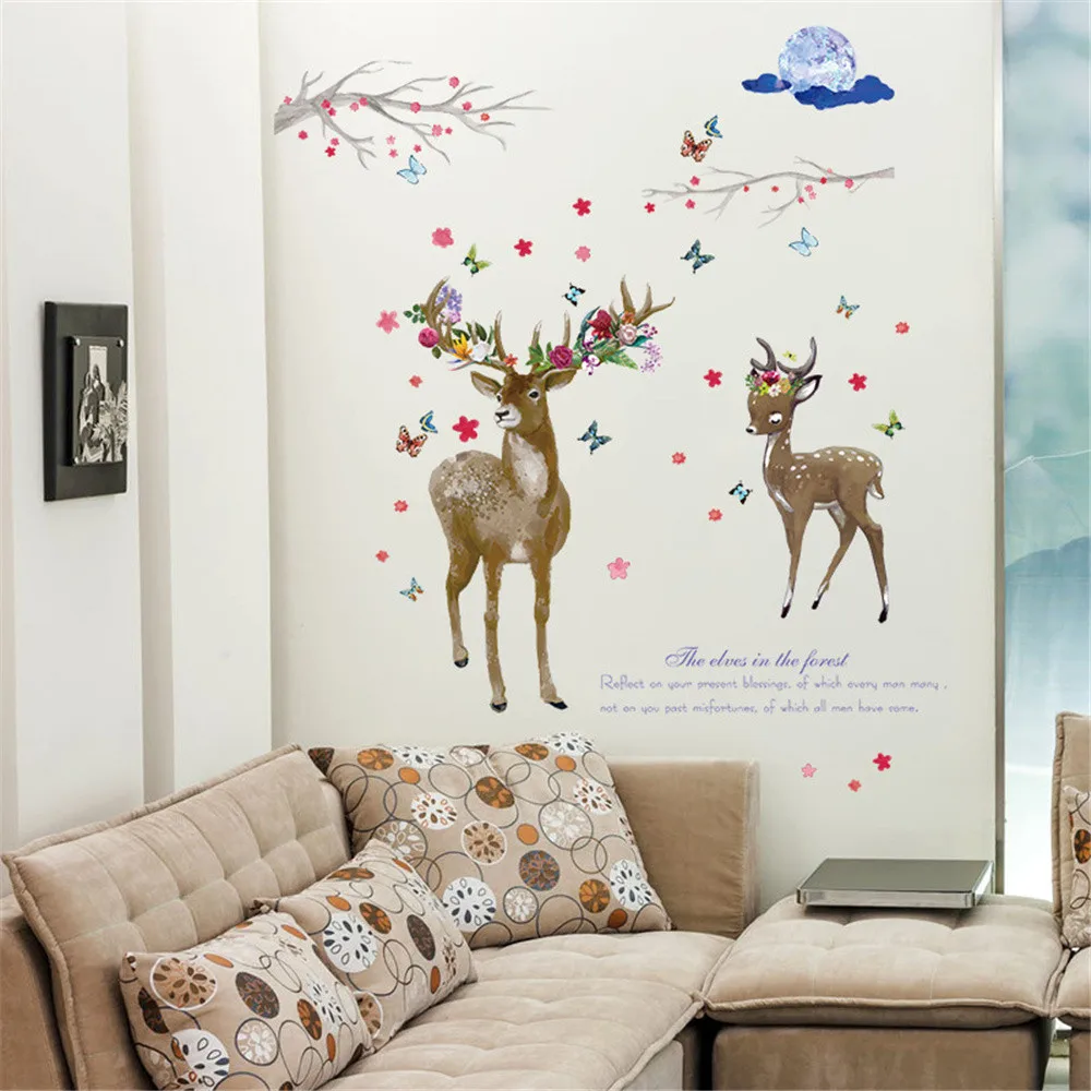 Красочные большой объем скандинавский олень декоративные настенные наклейки