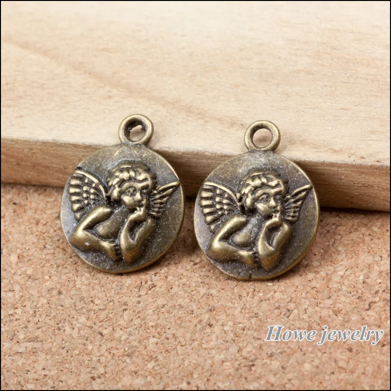 Оптовая продажа 130 шт. древний бронзовый ангел кулон приспосабливать браслет