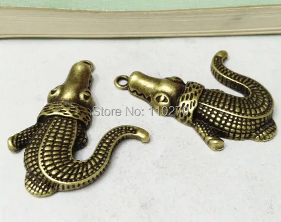8 шт. античная бронзовая большой крокодил шарм подвески 33 x 42 мм F403 2|pendant heart|pendant