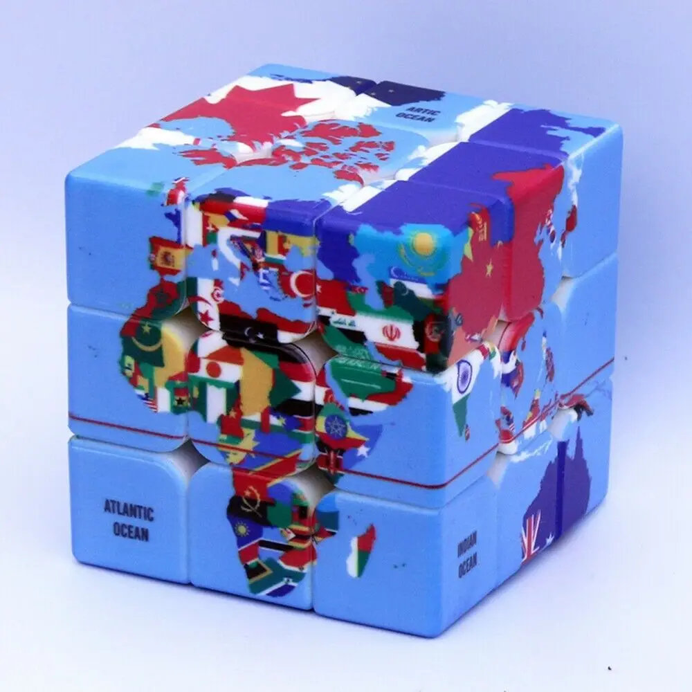 Скоростная карта мира национальный флаг 3x3x3 дизайн Магический Куб 3D IQ игры Твист