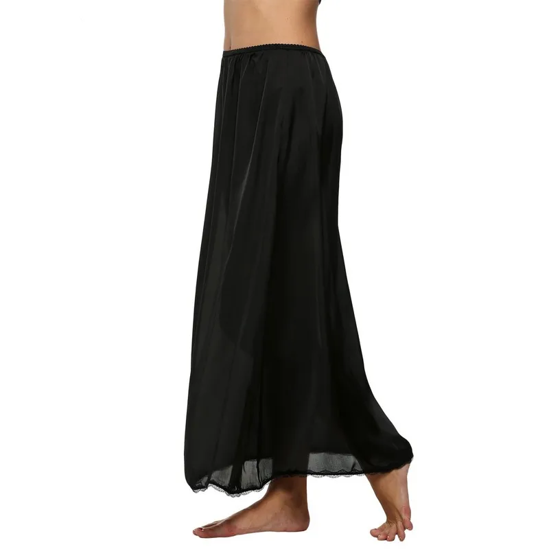 Для женщин Half Slip атласной отделкой Макси Кружева нижняя скольжения летние
