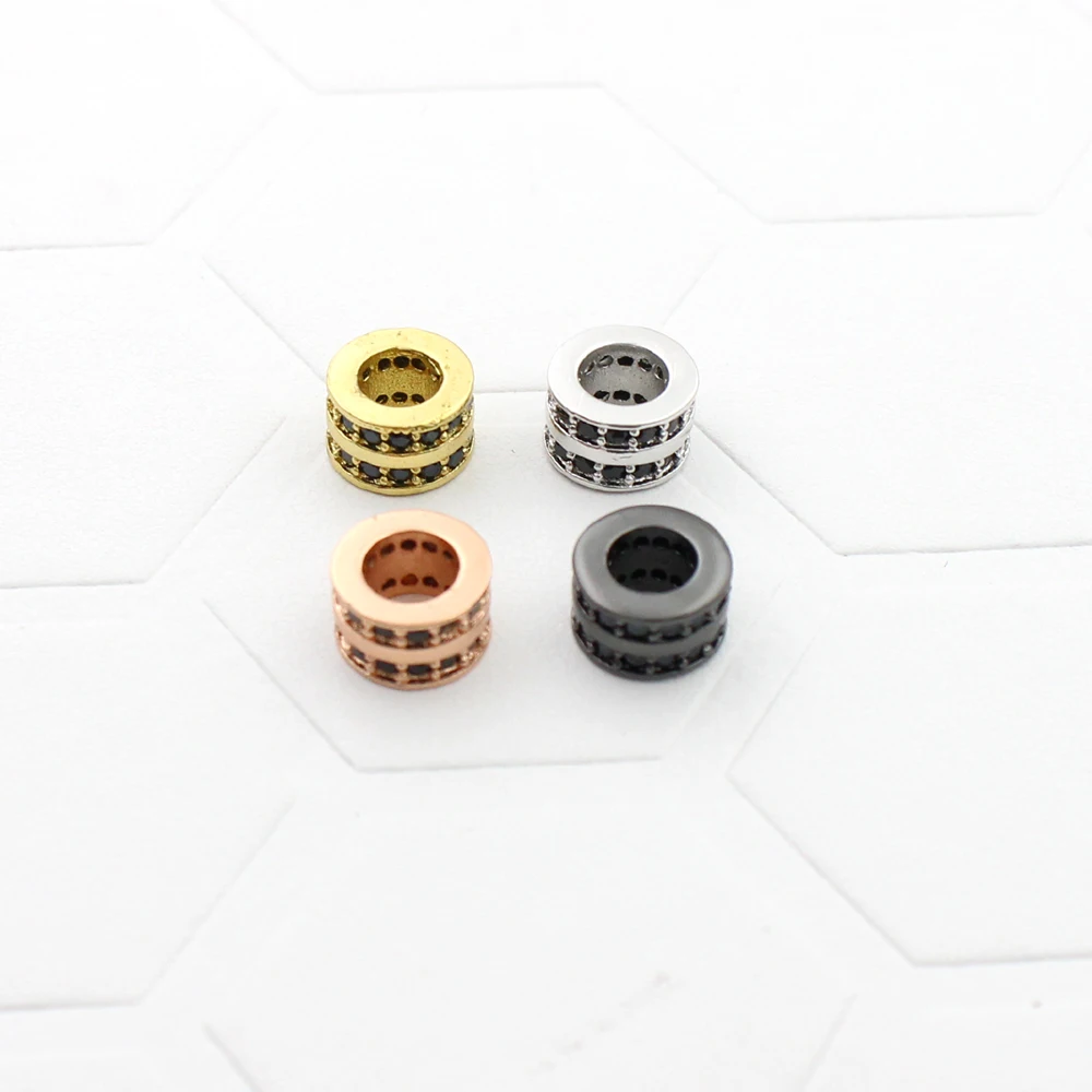 Plated DIY 4mm Hole Metal Spacer Copper Beads Micro Pave Zircon Round for Charms Jewelry Bracelet Making Accessories | Украшения и