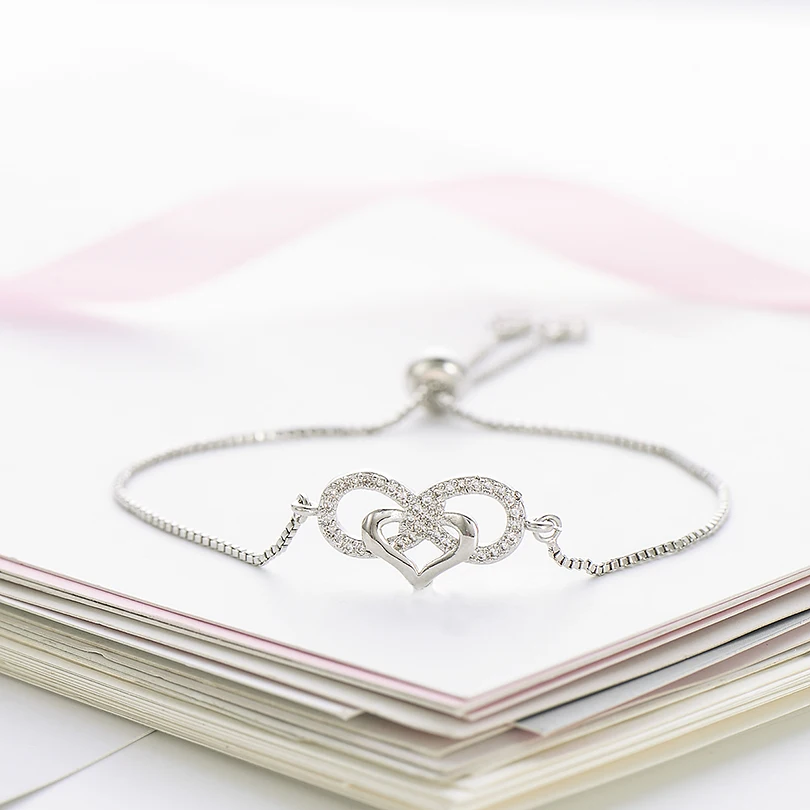 Браслет Pipitree Love Heart Infinity для влюбленных женский медный регулируемый браслет с