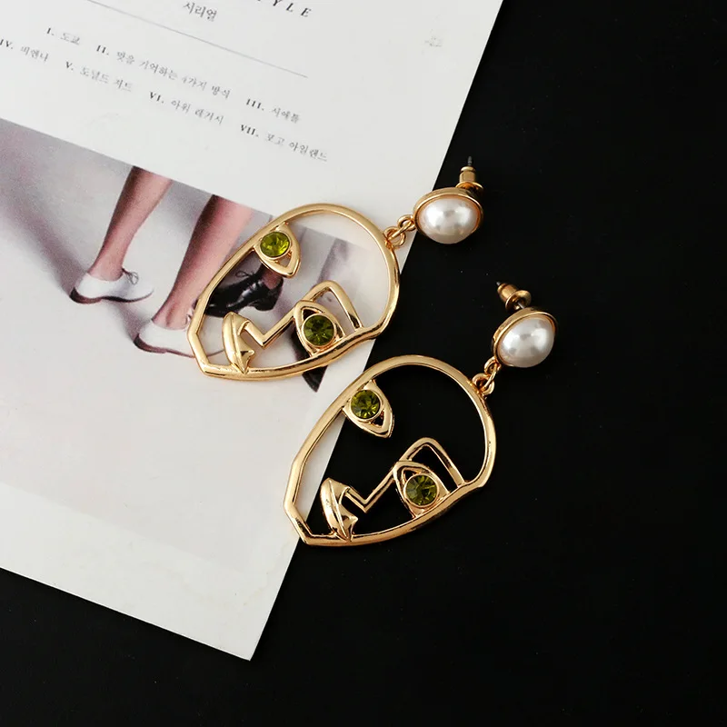 CiNily модные желтые золотые абстрактные серьги-висюльки с кристаллами и жемчугом