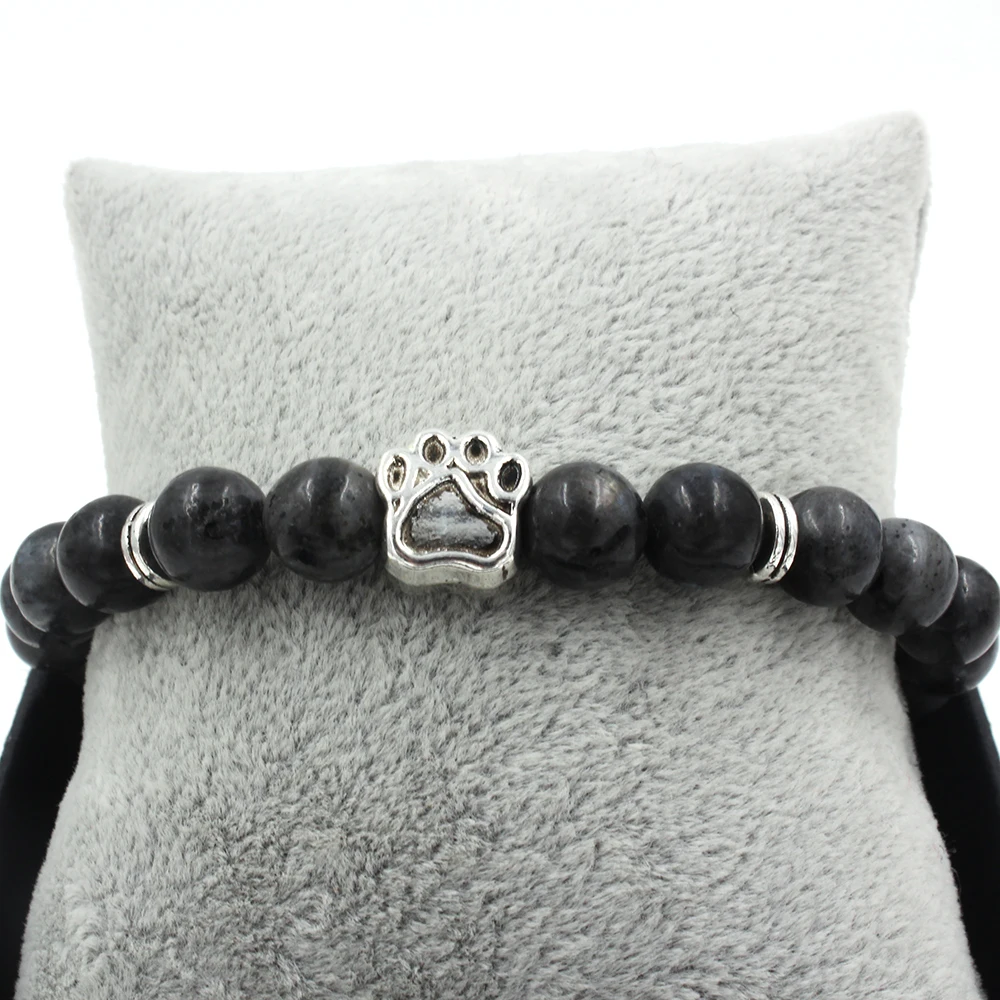 Натуральный 8 мм лабрадорит камень Mala Бусы Браслеты Винтаж собака кошка ручная