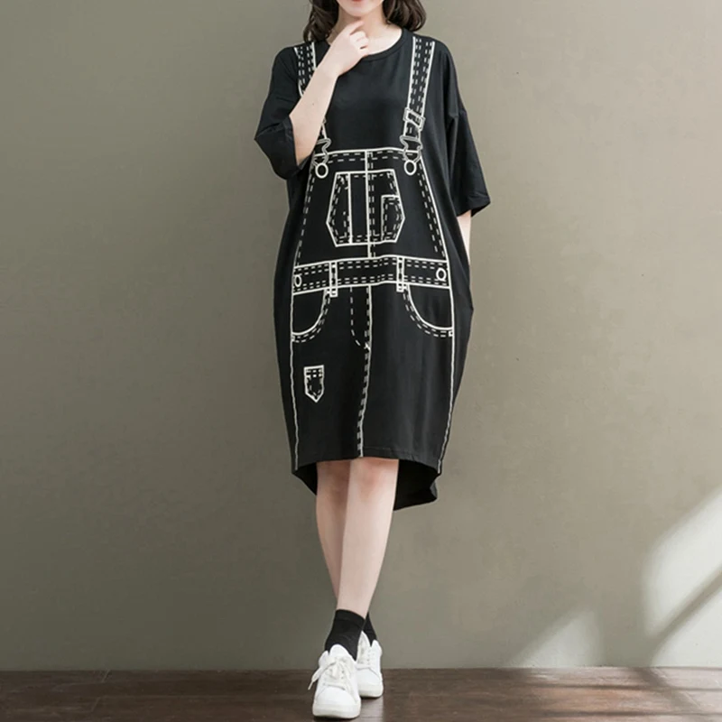 Летние женское Повседневное платье свободная талия короткий рукав Платья из