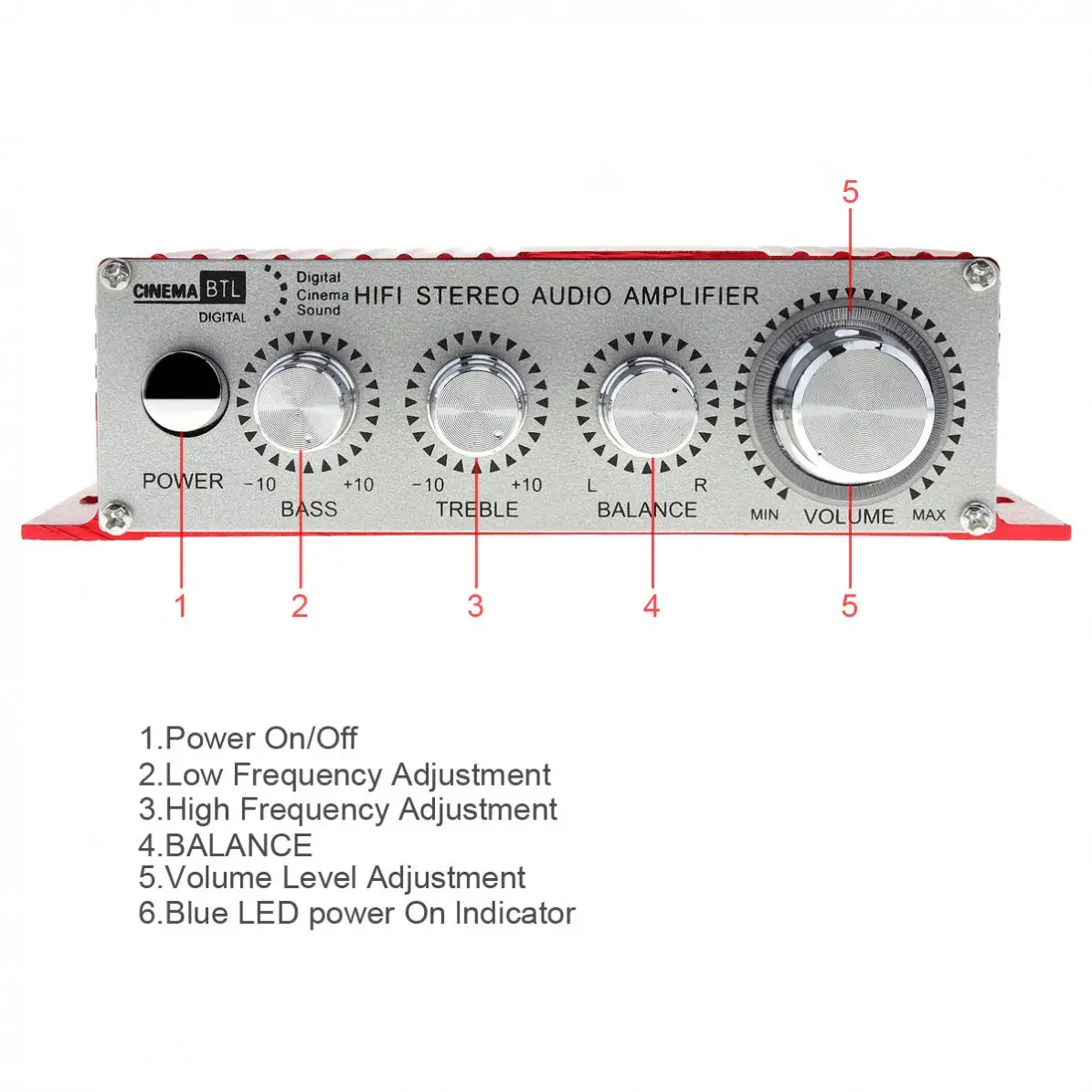 Red MA-180 Mini USB Car Boat Audio Auto Power Amplifier 2CH Stereo HIFI Amp 12V/5A | Электроника