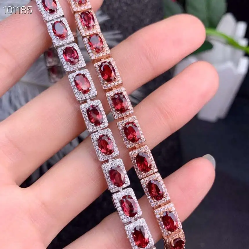 

Natural red garnet Bracelet Natural gemstone Bracelet 925 silver bracelet fashion square block woman party gift fine Jewelery