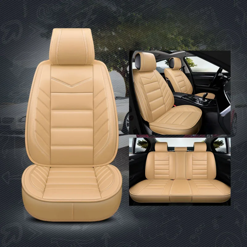 beige-bz Чехол для автокресла из искусственной кожи для VW Amarok Bora CC Golf Variant Santana T-Roc jetta 4 6 mk5 mk6 Tiguan L Touareg - Название цвета: beige-bz