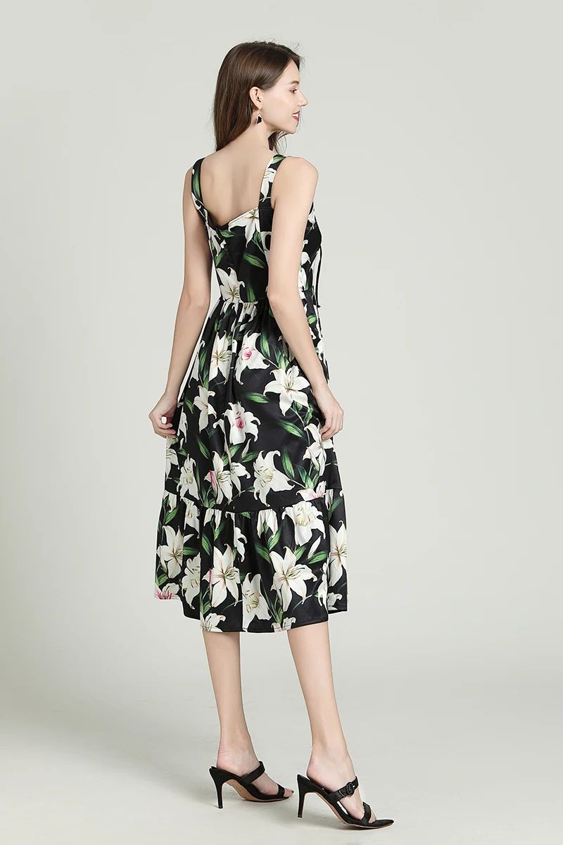 SHTONGHUA подиумное женское Хлопковое платье миди летнее с принтом повязка