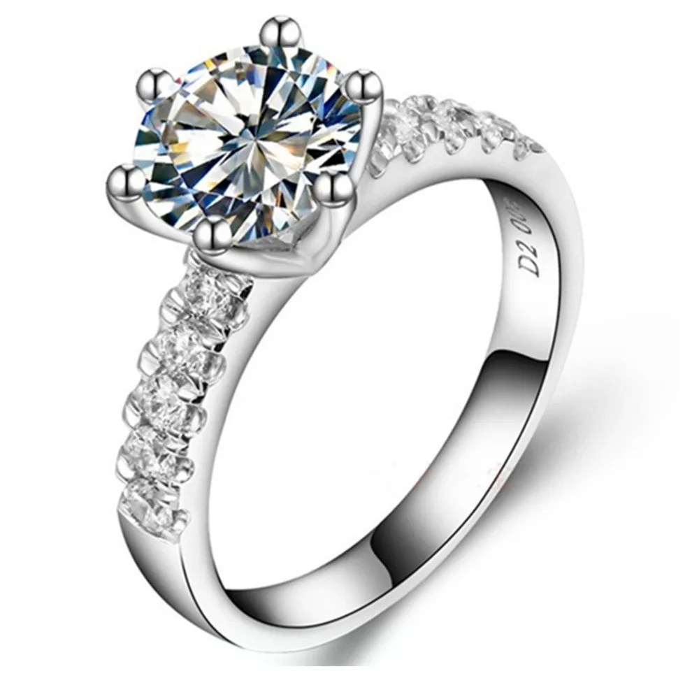 Тест Положительный бренд Moissanite 2CT алмазное обручальное кольцо с зубцами