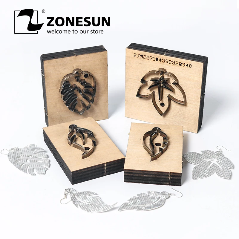 ZONESUN кожаный инструмент для высечки сережек в форме листа бумажный