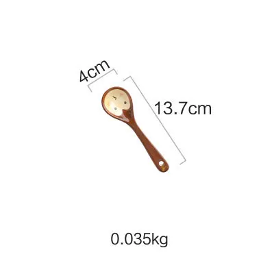 Cute Ceramica Plates Glazed Creative Hand Painted Bowl Spoon Set Breakfast Steak Children's Fruit Plate Animal Dish Cutlery - Цвет: A monkey spoon