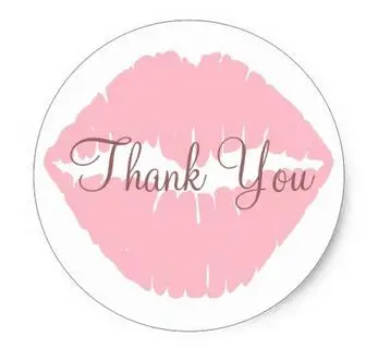 

1.5inch Pink Lips Thank You Classic Round Sticker