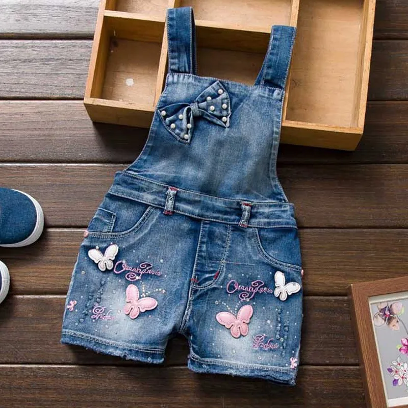 Женский Летний Детский комбинезон для маленьких девочек шорты джинсовые джинсовый хлопковый комбинезоны с