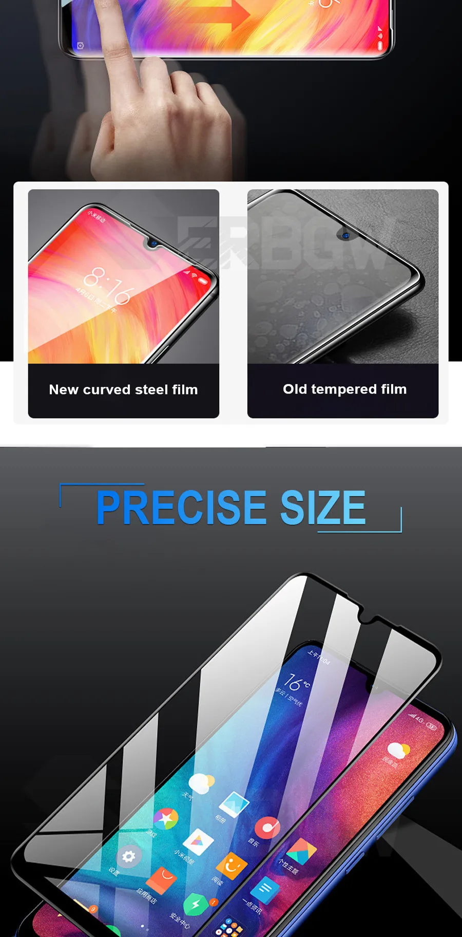 10D полностью клеящееся закаленное стекло для Xiao mi Red mi 7 Note 7 Note7 Защитная пленка для экрана для Xiaomi mi 9 mi 9 SE 9se Toughend glass