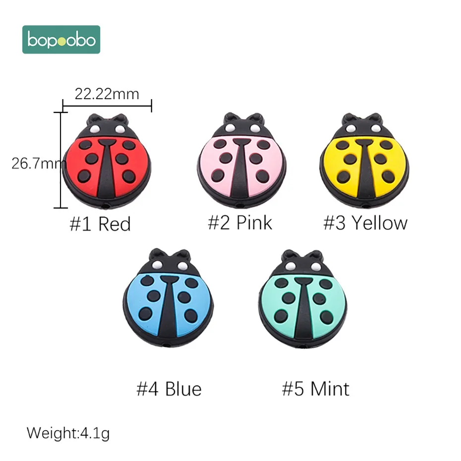 Mini Ladybug Bopobo 5 шт. силиконовые бусины панда грызун Детские Силиконовые для прорезывание зубов кролик бусины силиконовые жемчужные Прорезыватели Детские Силиконовые Прорезыватели - Цвет: Mini Ladybug