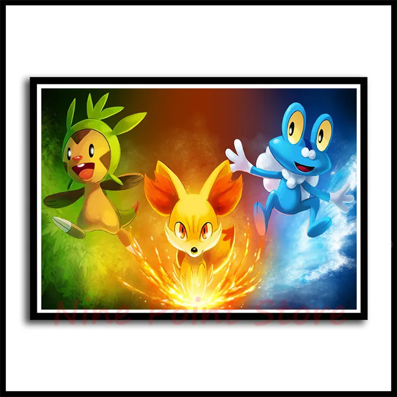 Pokemon бумага с покрытием постер печать Pocket Monster Аниме Картина для гостиной украшение стены бескаркасные - Цвет: Серый