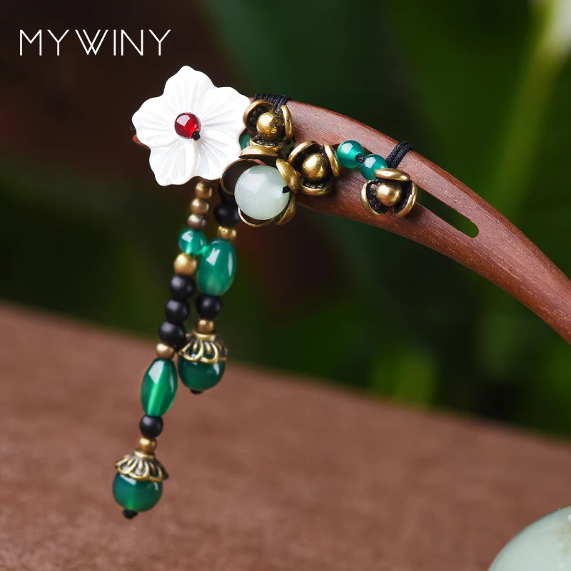 MYWINY Модные Винтажные Украшения для волос из сандалового дерева винтажные