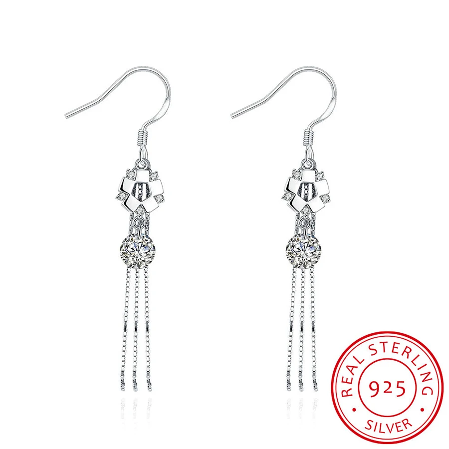 wbmpda 925 Sterling Silver Flower-shaped Zircon Earrings Popular Fashion Elegant Wedding Girlfriend Gift | Украшения и аксессуары