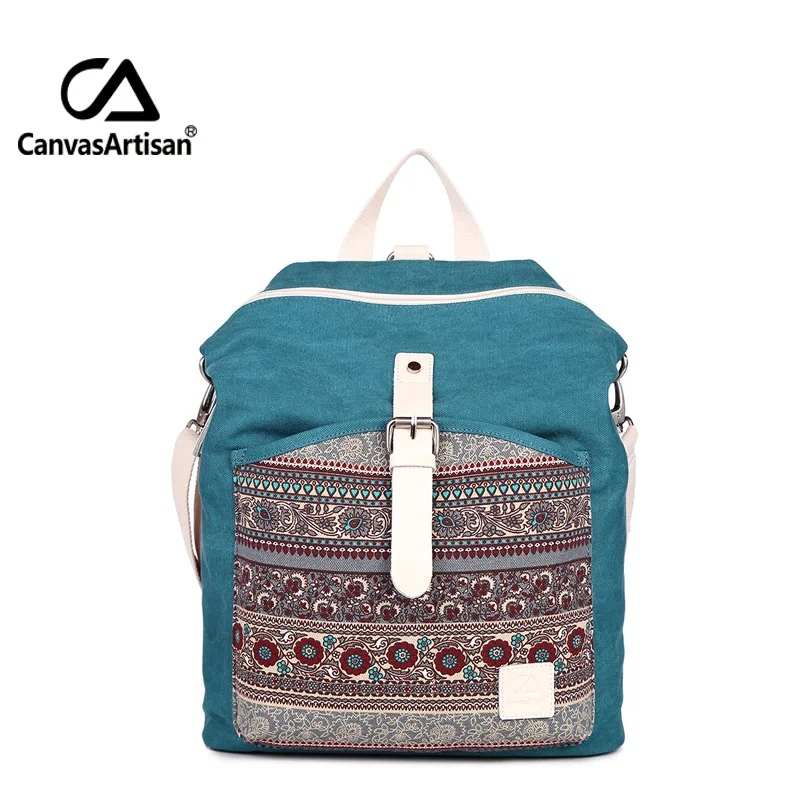 lake blue Canvasartisan, высокое качество, женский холщовый рюкзак, сумка для книг, женская сумка на плечо двойного назначения, дорожные рюкзаки на каждый день, сумки через плечо - Цвет: lake blue