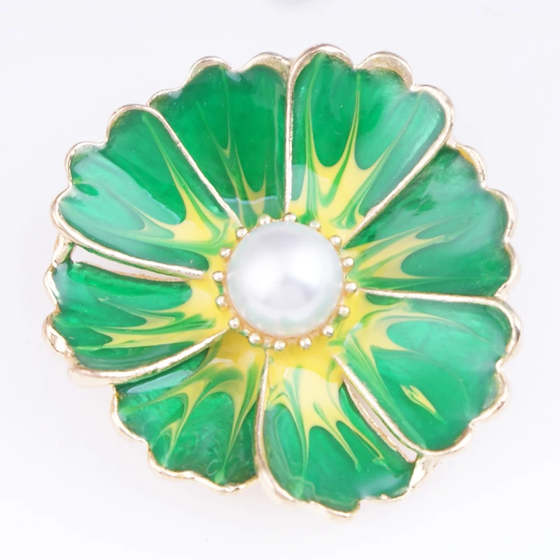 XH158 Enamel red purple glod green flower 18mm Metal snap button jewelry DIY bracelet | Украшения и аксессуары