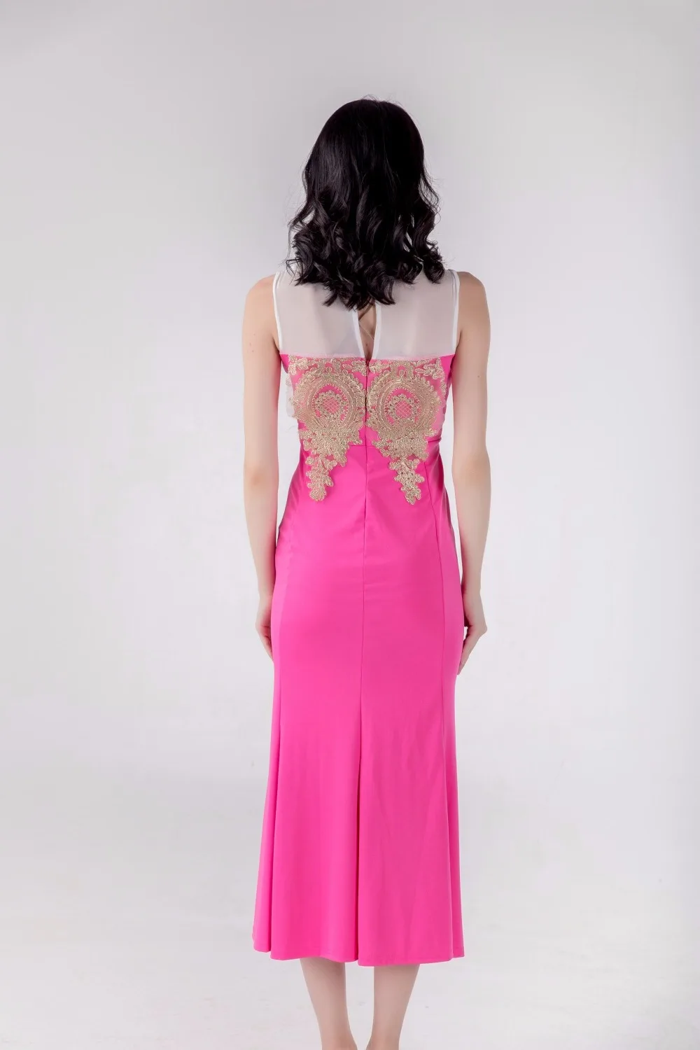 Applique sexy summer European and American fashion women's back hollow perspective fishtail dress package hip AL836 | Женская одежда