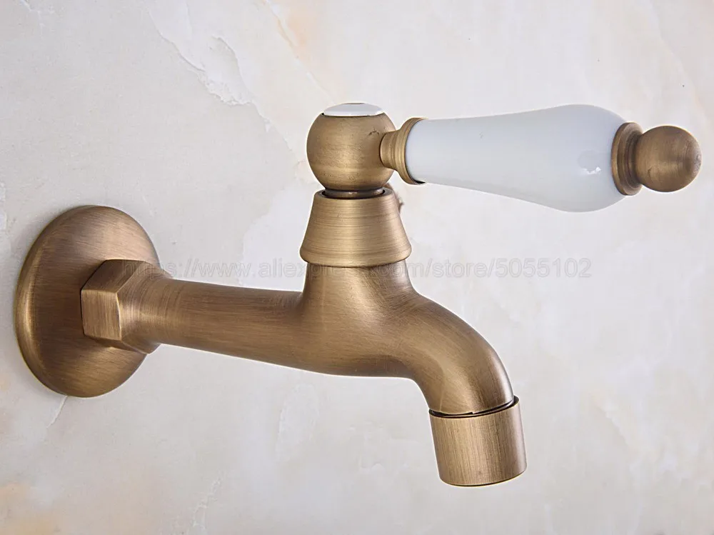 antique brass wall mounted mop pool sink tap for kitchen bathroom garden single handle cold water faucet zav312 free global shipping