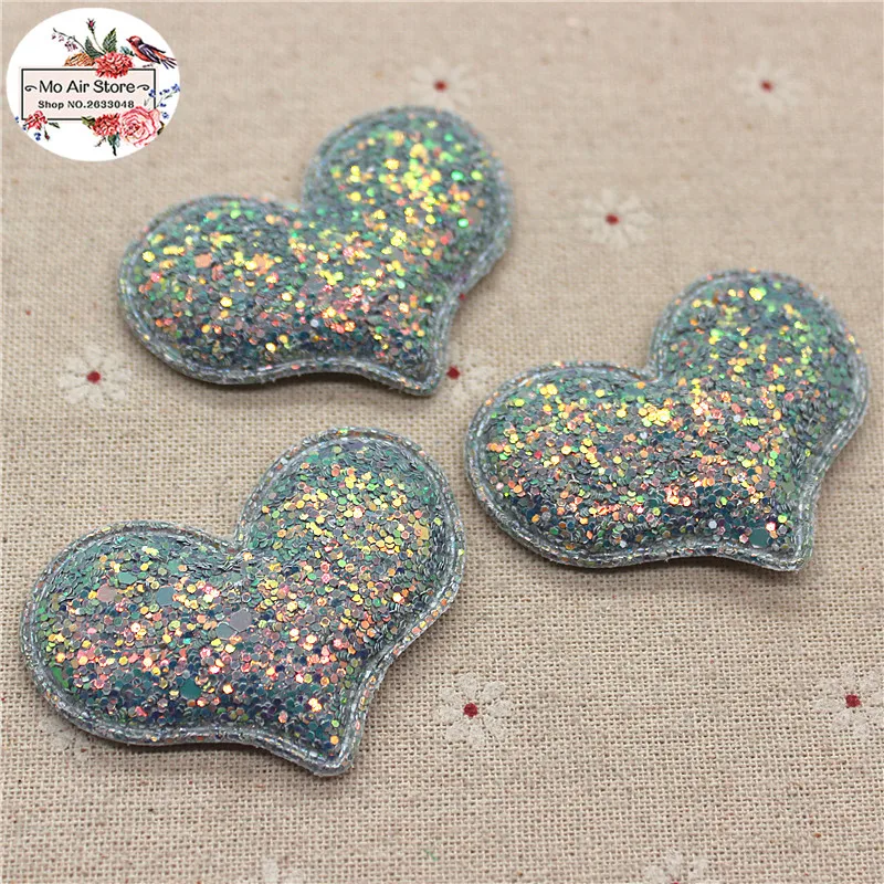 

12pcs bling slap-up heart Non-woven patches glitter Felt Appliques for clothes Sewing Supplies DIY craft hair bow center