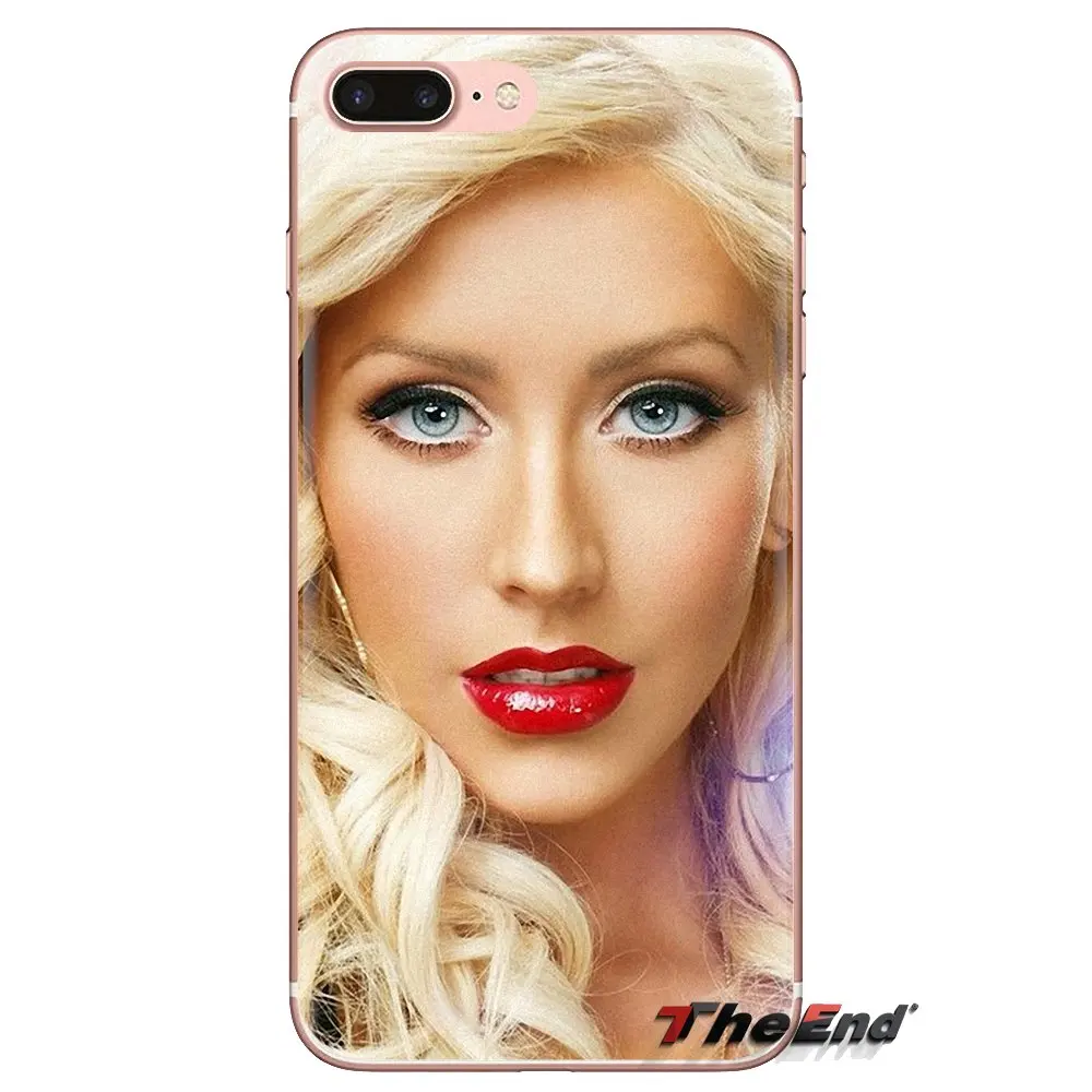 For Samsung Galaxy S3 S4 S5 Mini S6 S7 Edge S8 S9 S10 Plus Note 3 4 5 8 9 Christina Aguilera Red Lips Collage Silicone Skin Case |