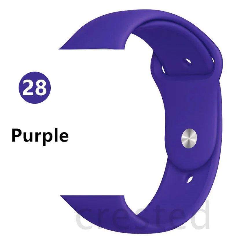 Purple Силиконовый ремешок для apple watch 4 5 44 мм/40 мм спортивный ремешки для apple watch 3 42 мм/38 мм резиновый ремень браслет ремешок для часов apple watch Band Мягкий красочный ремешок iwatch series 4 3 2 1 - Цвет ремешка: Purple