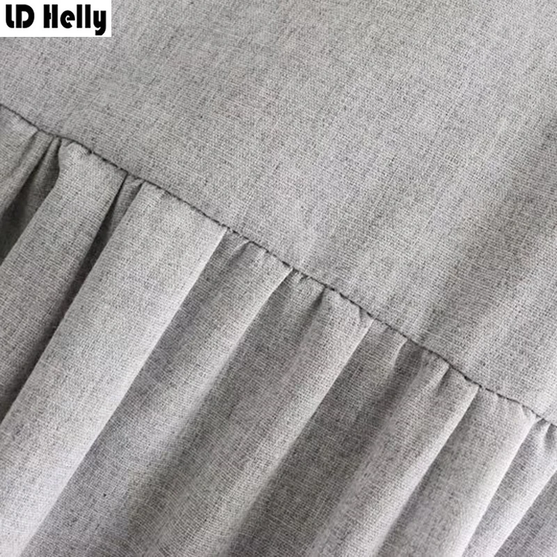 LD Helly Весна Для женщин серый геометрический платье с вышивкой 2018 мода