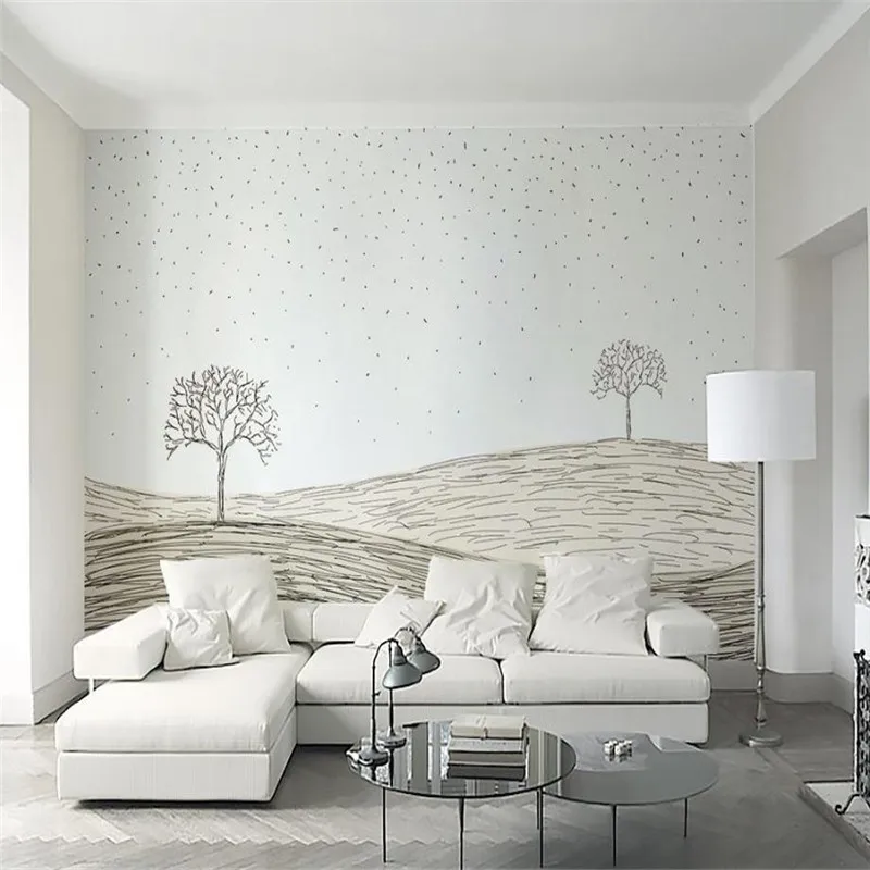 abstract wallpaper black and white for living room wall simple nordic papers bedroom decorate | Обустройство дома