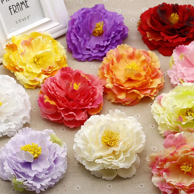

High Quality Peony Flower Head Silk Artificial Flower Wedding Decoration DIY Decorative Wreath Fake Flowers artificial decor