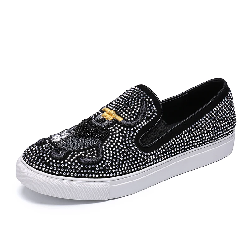 Г. дизайн, большие Size38-46, со стразами, животным узором жука, повседневная мужская обувь без застежки немецкая модная дизайнерская обувь