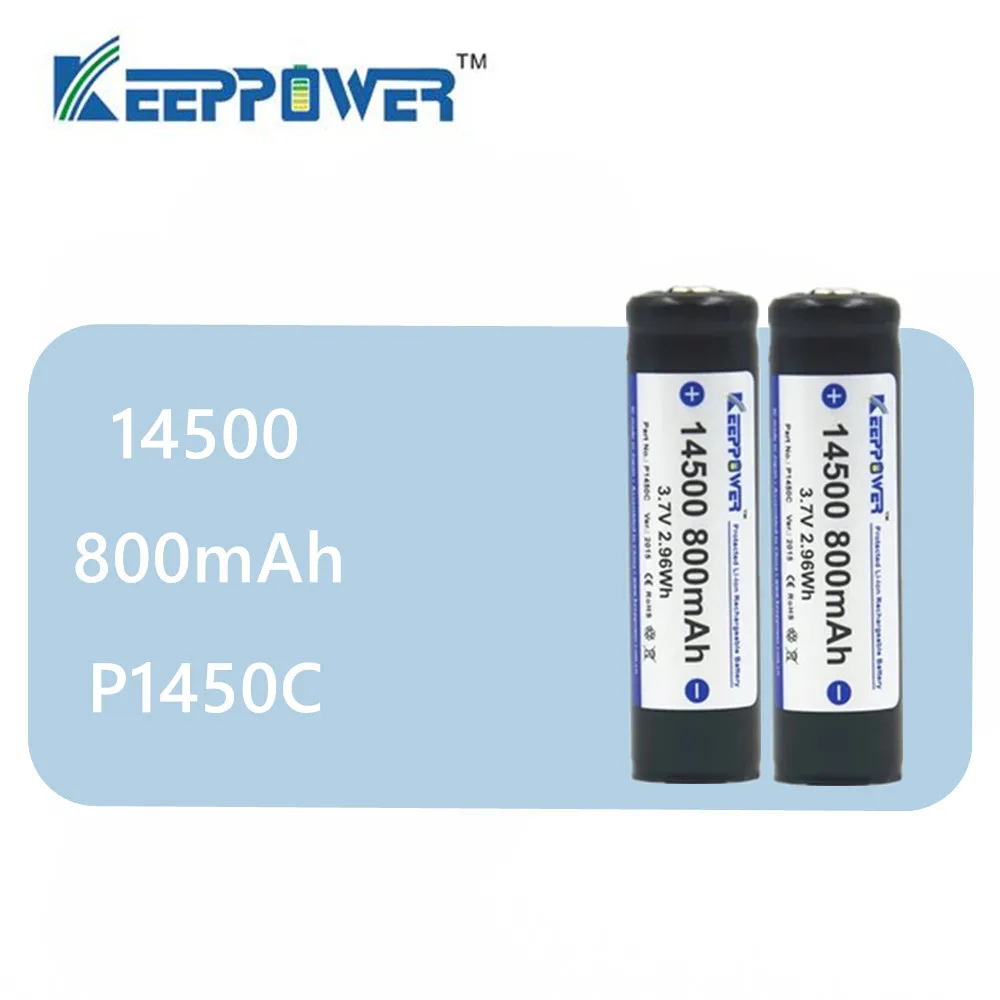 2 шт. оригинальный KeepPower 14500 аккумулятор 800 мАч защищенные батареи 3 7 в литий ионный