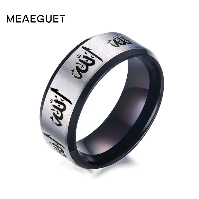 Meaeguet 8 мм, мужское кольцо, золотого цвета, нержавеющая сталь, кольцо на палец, арабский, исламский, мусульманский, религиозный, мужские ювелирные изделия